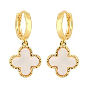 Argola Trevo Incolor Banhado a Ouro