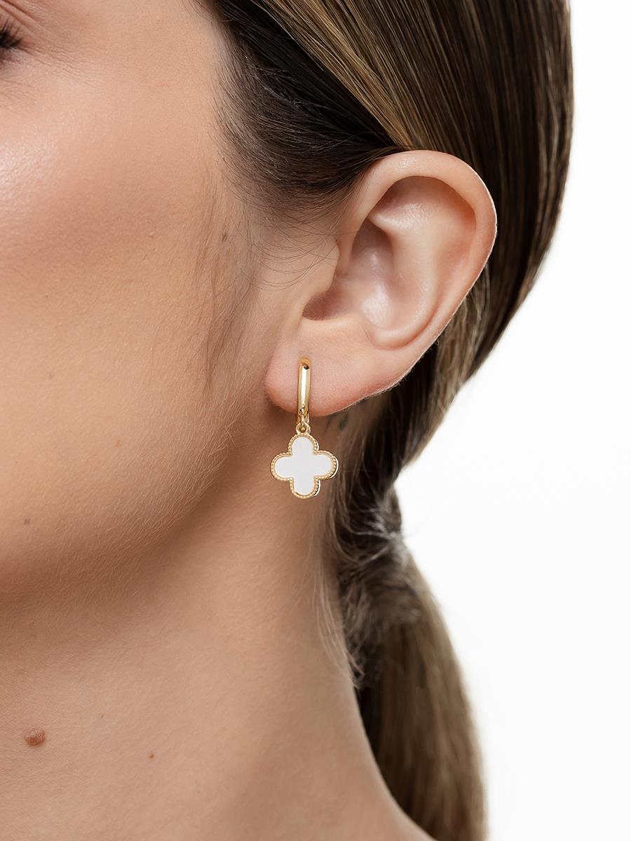 Argola Trevo Incolor Banhado a Ouro - Imagem 2