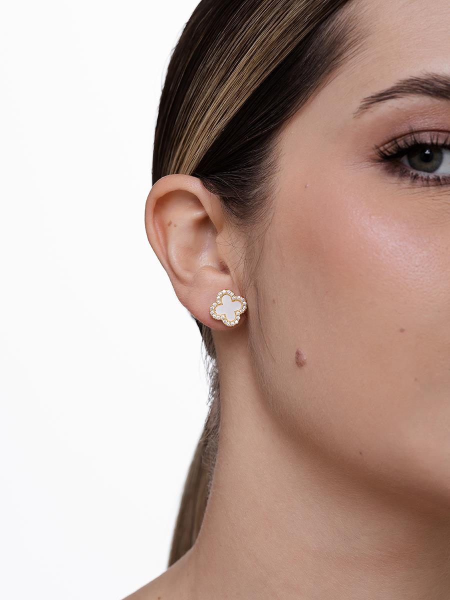 Brinco Trevo Cravejado Incolor - Imagem 2