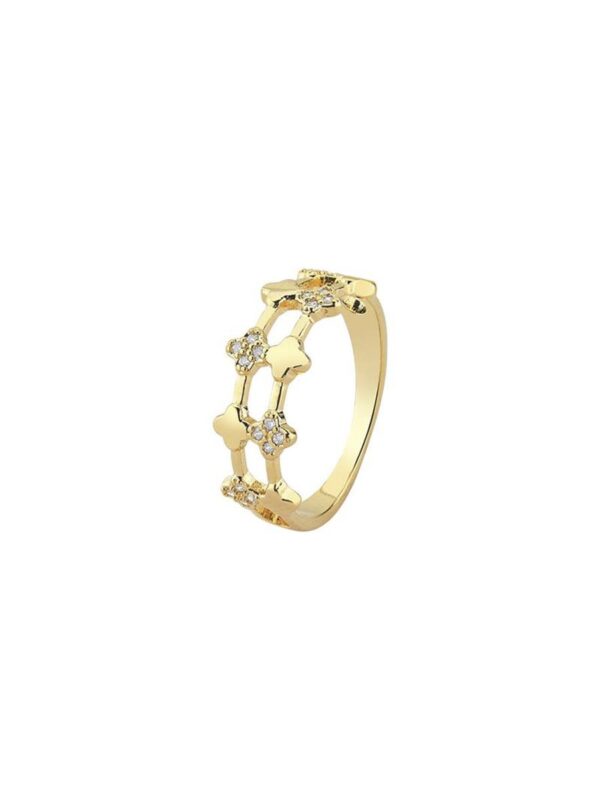Anel dourado duplo com detalhes