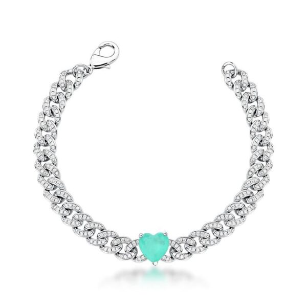 PULSEIRA COM CRISTAL TURMALINA DE CORAÇÃO BANHADA A RÓDIO - Imagem 3