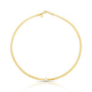 CHOKER LAMINADA COM CRISTAL DE GOTA BANHADO A OURO