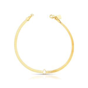 PULSEIRA LAMINADA COM CRISTAL DE GOTA BANHADO A OURO