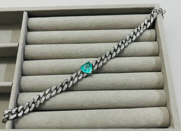 PULSEIRA COM CRISTAL TURMALINA DE CORAÇÃO BANHADA A RÓDIO - Imagem 2