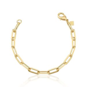 PULSEIRA COM ELOS RETANGULARES LISOS BANHADA A OURO