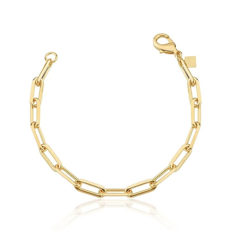 PULSEIRA COM ELOS RETANGULARES LISOS BANHADA A OURO