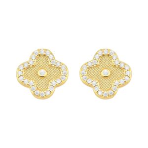 Brinco Trevo Cravejado | Banhado a Ouro