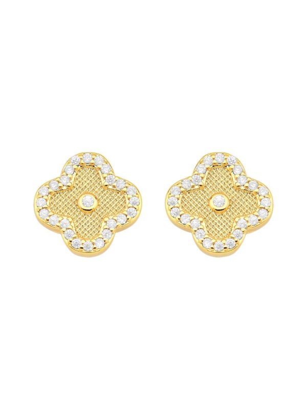 Brinco Trevo Cravejado | Banhado a Ouro