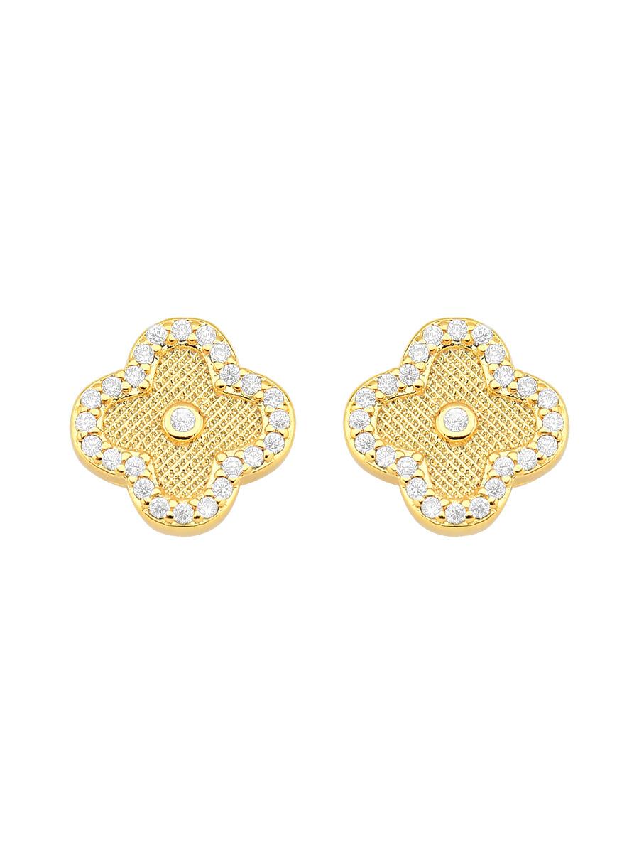 Brinco Trevo Cravejado | Banhado a Ouro