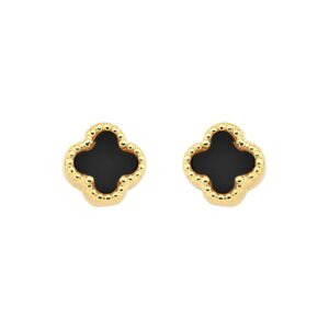 Brinco Trevo Preto P | Banhado a Ouro