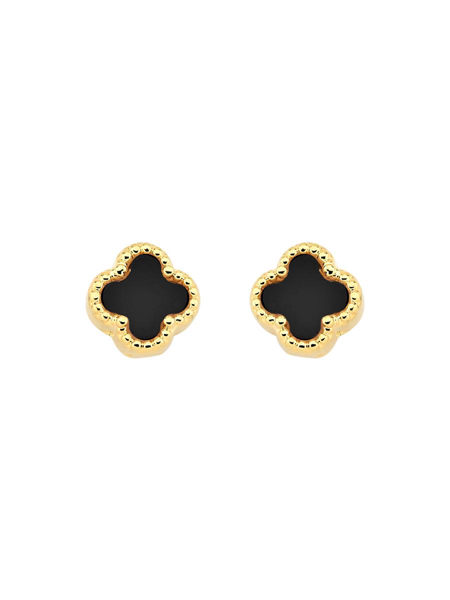 Brinco Trevo Preto P | Banhado a Ouro