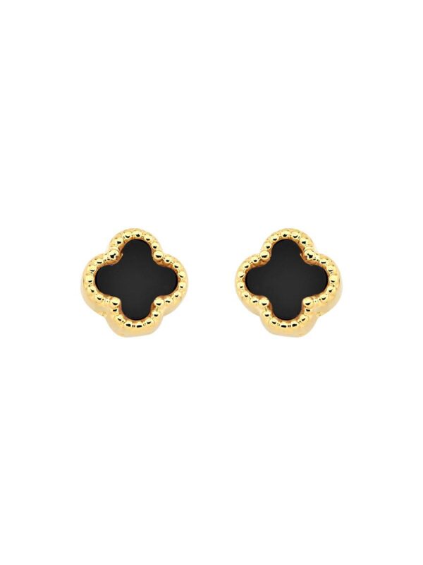 Brinco Trevo PP Preto | Banhado a Ouro