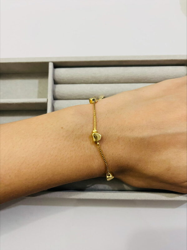 Pulseira Veneziana com Coração Liso | Banhado a Ouro - Imagem 3