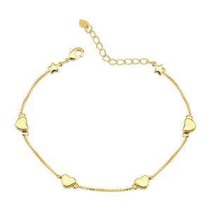 Pulseira Veneziana com Coração Liso | Banhado a Ouro