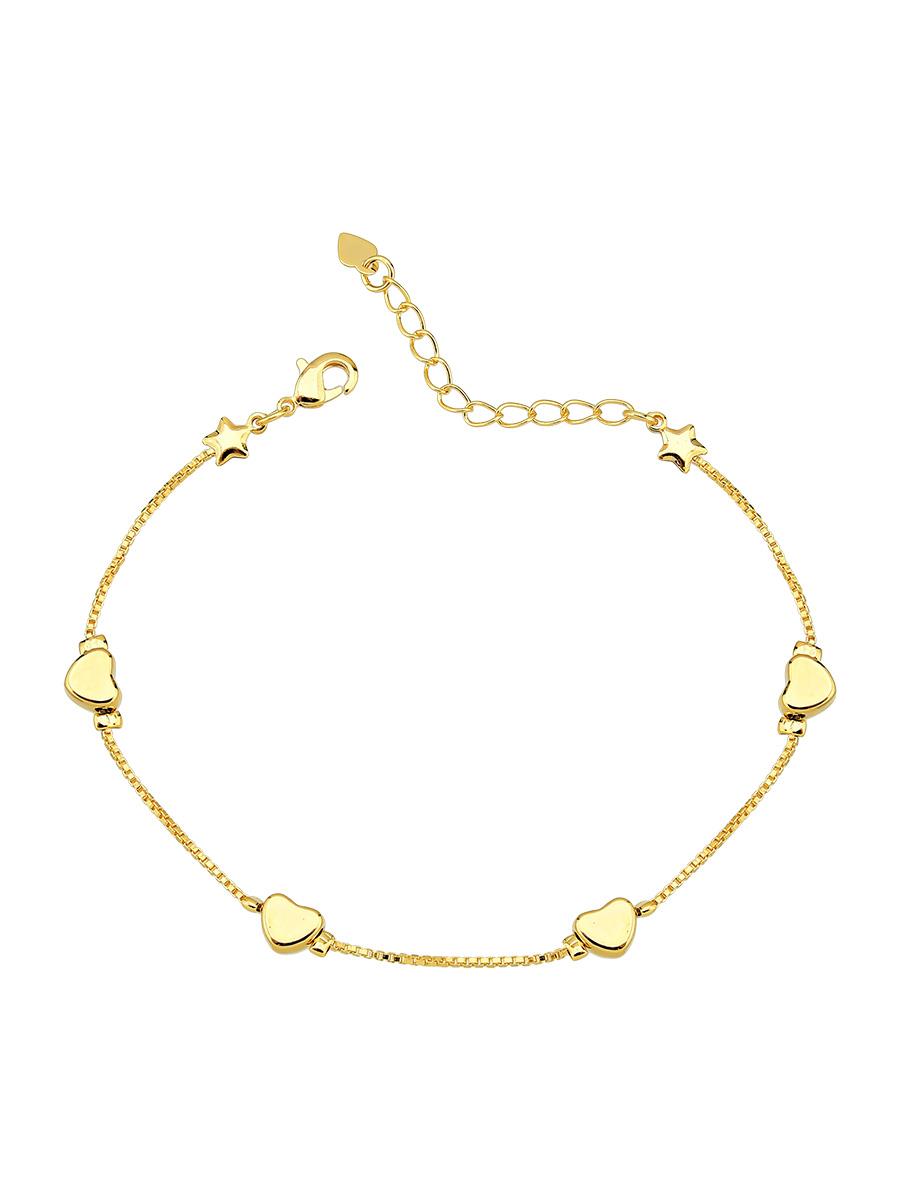 Pulseira Veneziana com Coração Liso | Banhado a Ouro