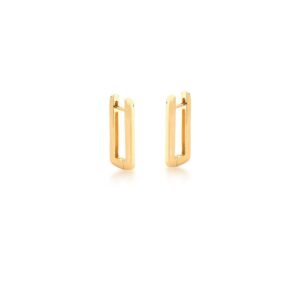 ARGOLA RETANGULAR LISA BANHADA A OURO