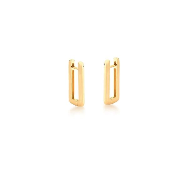 ARGOLA RETANGULAR LISA BANHADA A OURO
