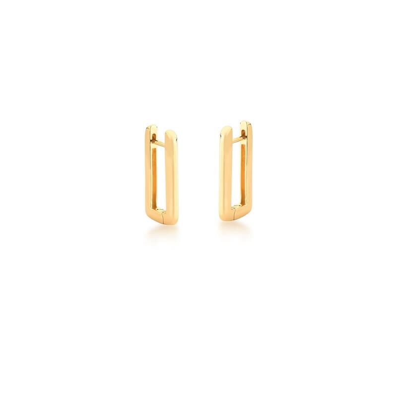 ARGOLA RETANGULAR LISA BANHADA A OURO