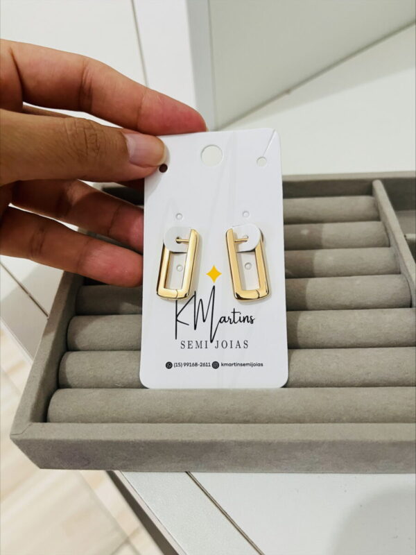 ARGOLA RETANGULAR LISA BANHADA A OURO - Imagem 3