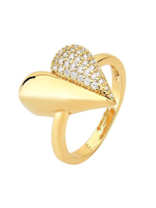 Anel Liso e Cravejado | Banhado a Ouro - Imagem 2