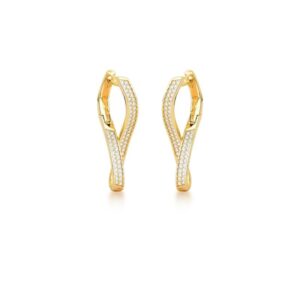 ARGOLA CURVA CRAVEJADA DE ZIRCÔNIAS BANHADA A OURO
