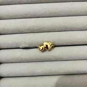 Anel Duplo Coração Liso | Banhado a Ouro