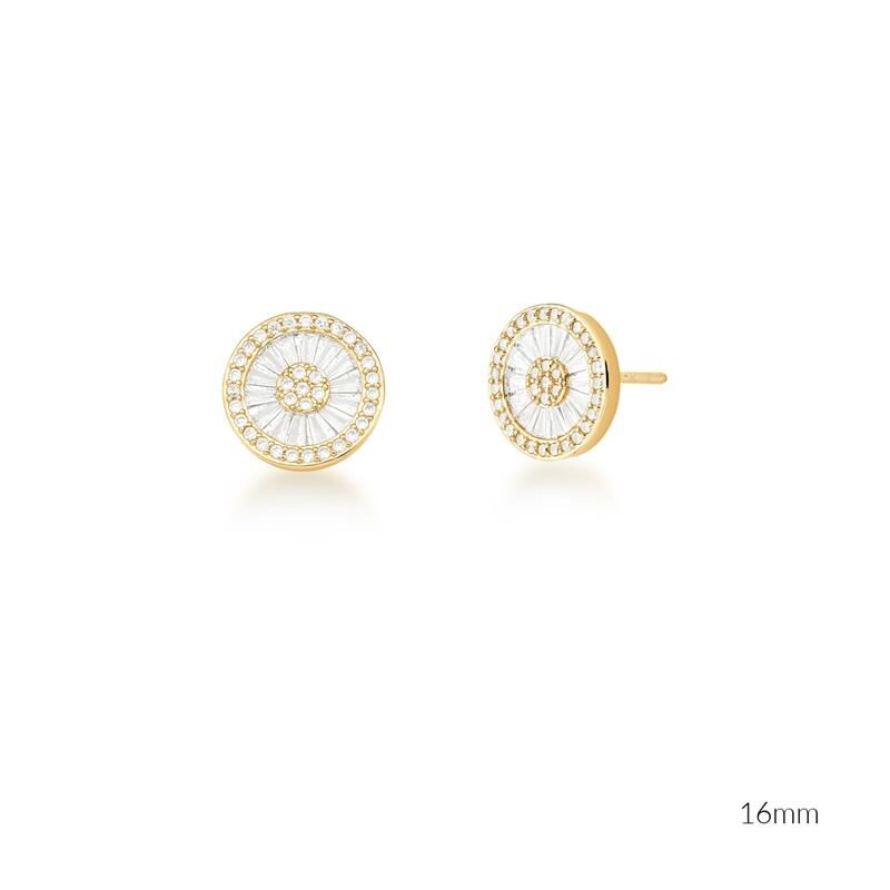 BRINCO PIZZA 16MM COM ZIRCÔNIAS BAGUETES BRANCAS