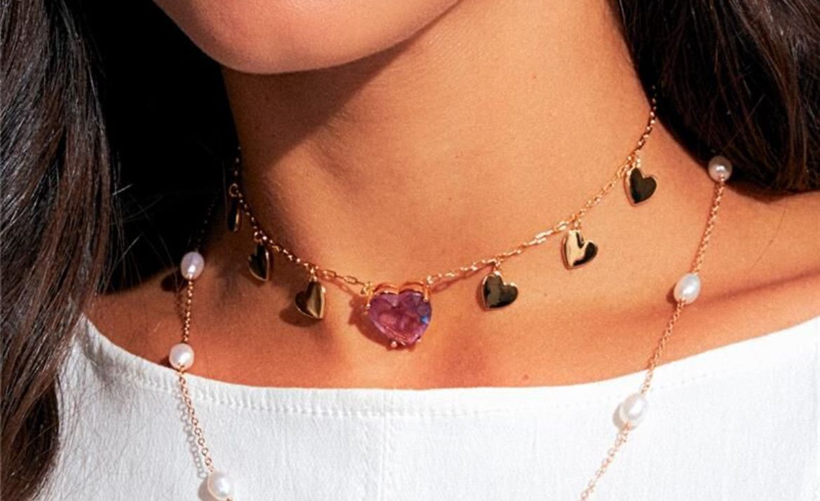 Choker coração em cristal