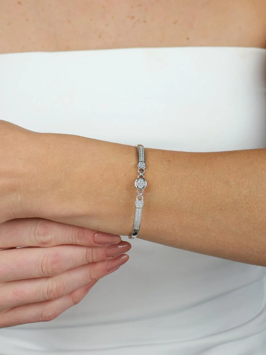 Bracelete Trevo Cravejado | Banhado a Ouro