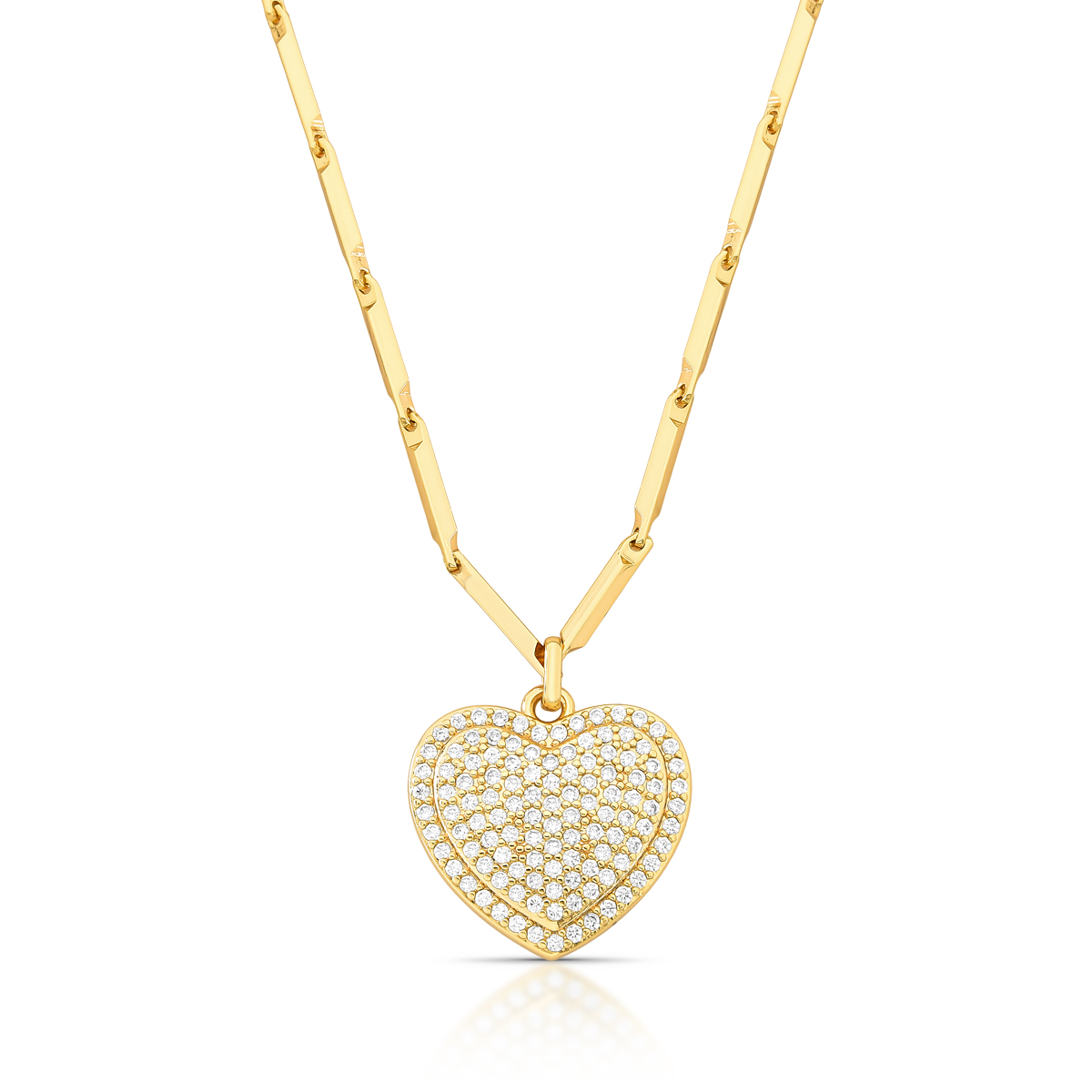COLAR COM PINGENTE DE CORAÇÃO E ZIRCÔNIAS