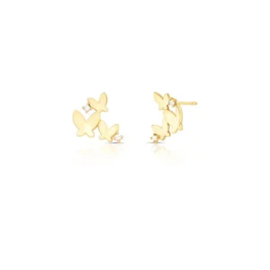 BRINCO CURVO COM BORBOLETAS E ZIRCÔNIAS