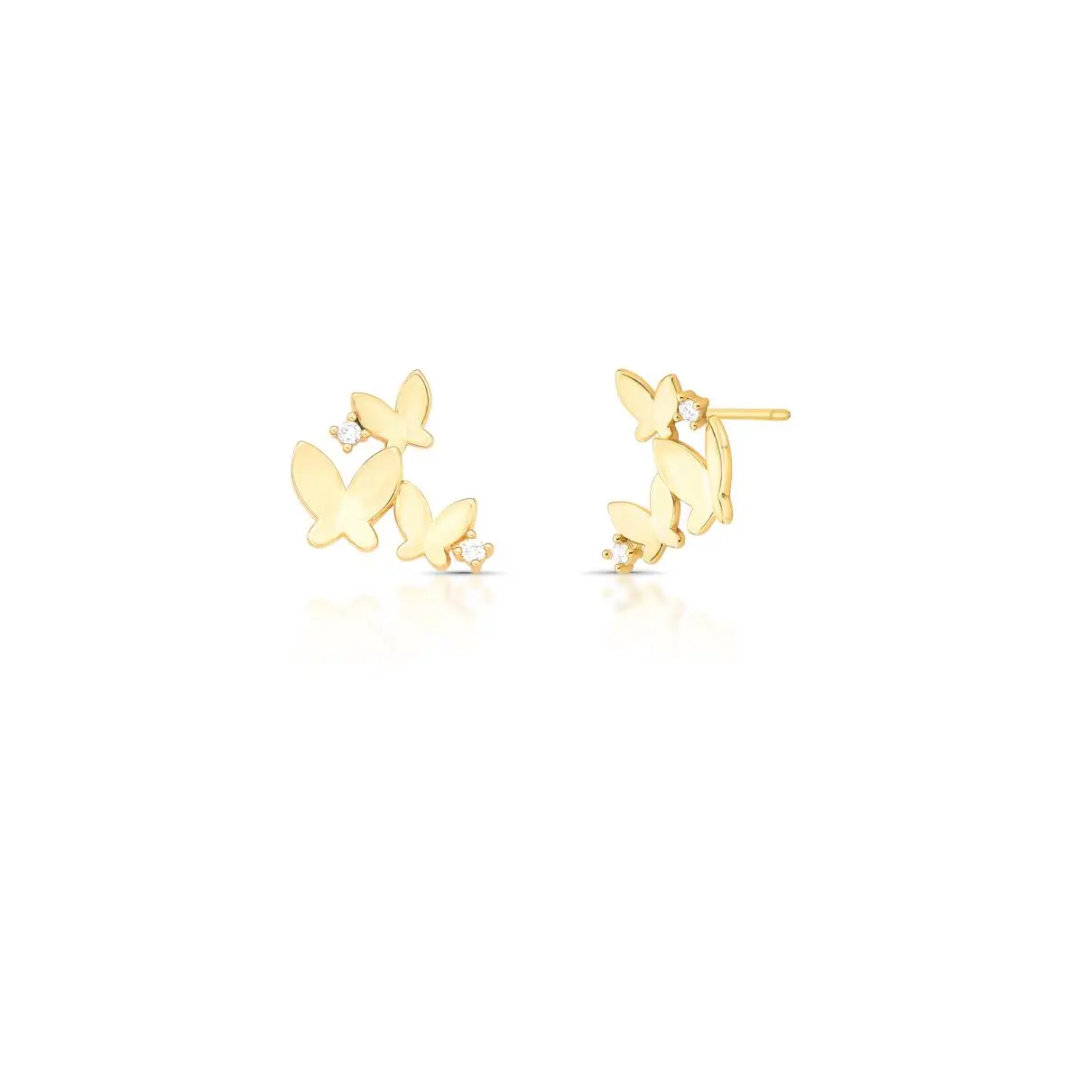 BRINCO CURVO COM BORBOLETAS E ZIRCÔNIAS