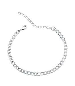 Pulseira de Elo Grumet Diamantado | Banhado no Ródio Branco