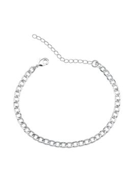 Pulseira de Elo Grumet Diamantado | Banhado no Ródio Branco