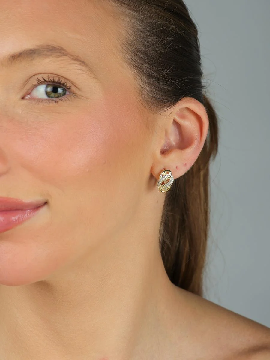 Argola Entrelaçada Cravejada | Banhado a Ouro - Imagem 2