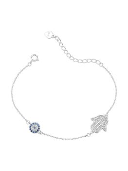 Pulseira Mão de Fátima Cravejado | Prata 925