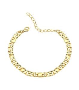 Pulseira Elo Grumet Corações | Banhado a Ouro