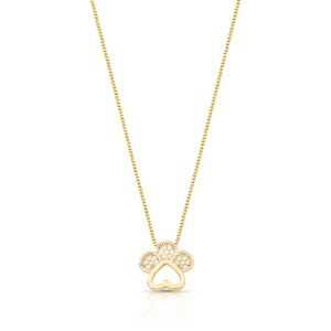 COLAR COM PINGENTE DE PATA DE CACHORRO COM ZIRCÔNIAS