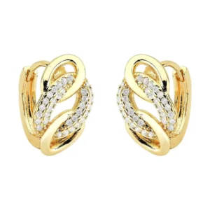 Argola Entrelaçada Cravejada | Banhado a Ouro