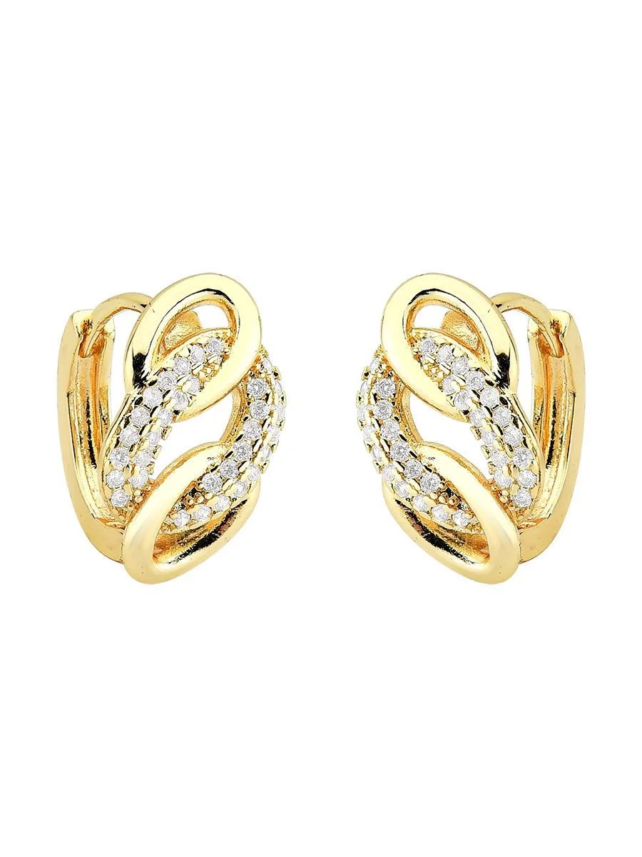 Argola Entrelaçada Cravejada | Banhado a Ouro