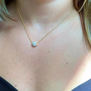 Colar Ponto De Luz Borda Cravejada | Banhado a Ouro