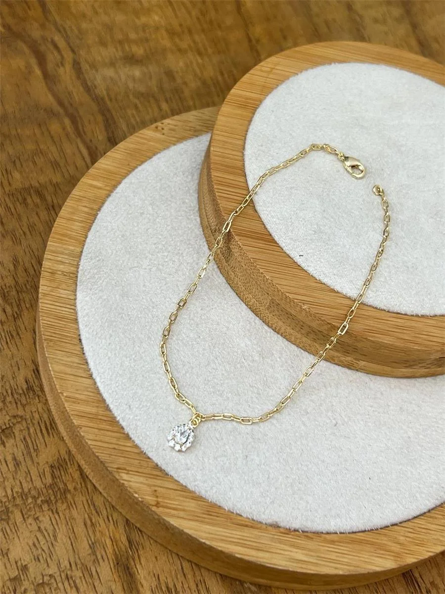 Tornozeleira Gota Cravejada | Banhado a Ouro