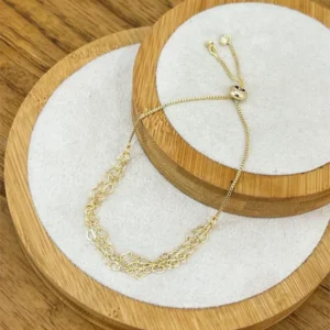 Pulseira Gravatinha Elo Coração | Banhado a Ouro