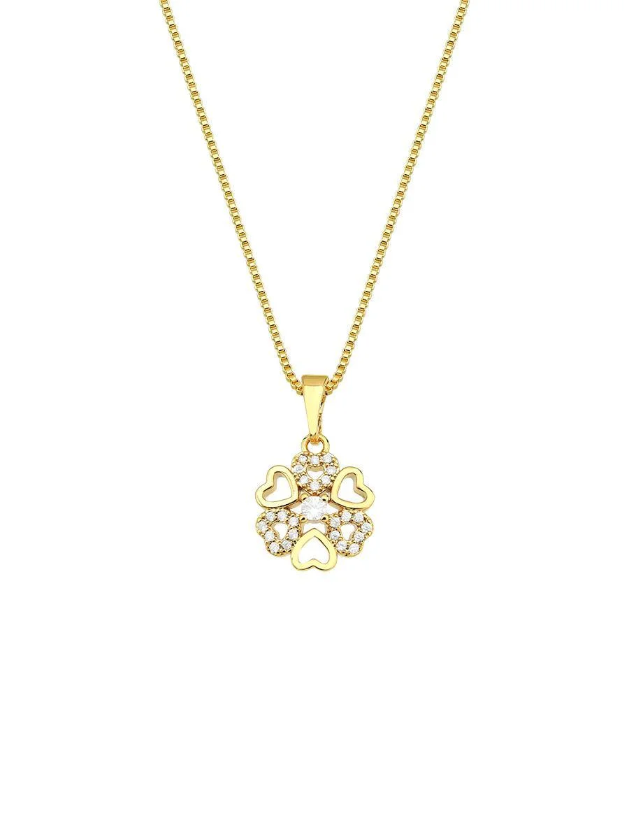 Colar Trevo De Corações | Banhado a Ouro - Imagem 2