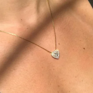 Colar Coração Cravejado | Banhado a Ouro