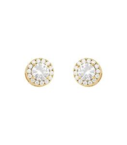 Brinco Ponto De Luz Borda Cravejado P | Banhado a Ouro