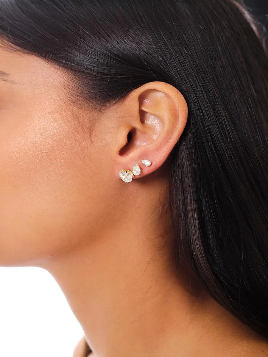 Trio Ponto de Luz Gota Incolor | Banhado a Ouro - Imagem 2