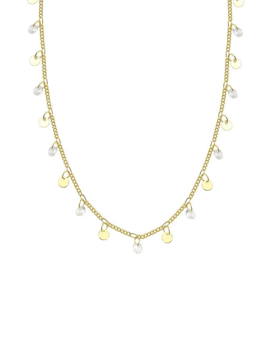 Colar Moedinha Com Zircônia | Banhado a Ouro