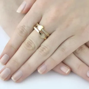 Anel Duplo Corações | Banhado a Ouro