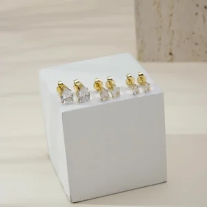 Trio Ponto de Luz Gota Incolor | Banhado a Ouro